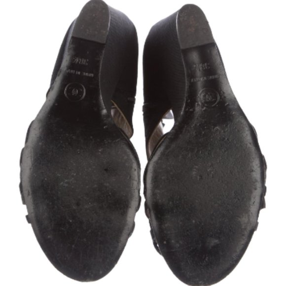CHANEL Sandals Black Cage Wedges - Picture 6 of 7